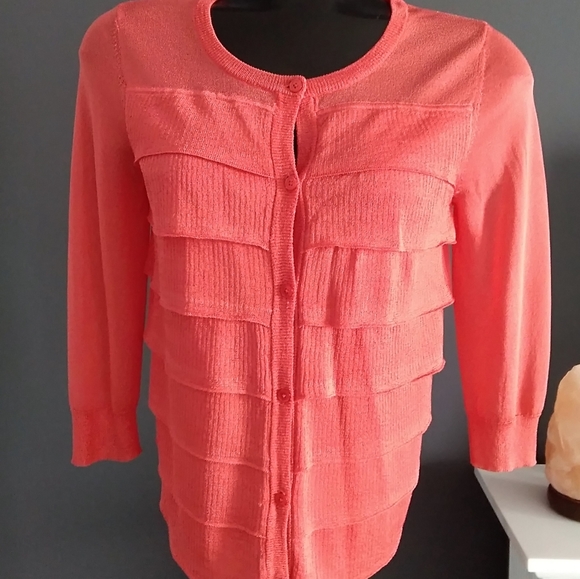 TALBOTS Ruffled Front Cardigan - Picture 2 of 8